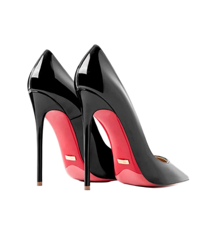 Zapatos de tacón alto y punta fina de suela roja y estilo stiletto de 12 cm