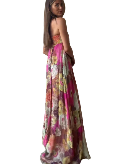 Vestido Strapless Largo sin Mangas Casual