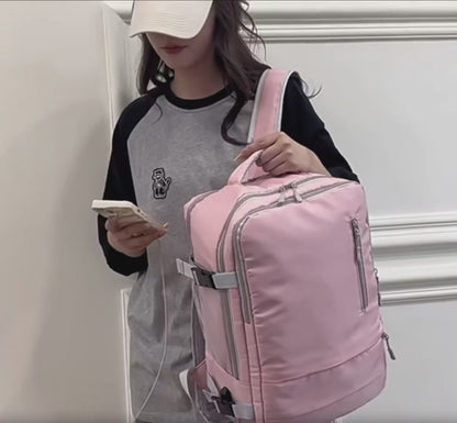 Mochila de viaje para mujer impermeable antirrobo con puerto USB y correa para maleta de gran capacidad