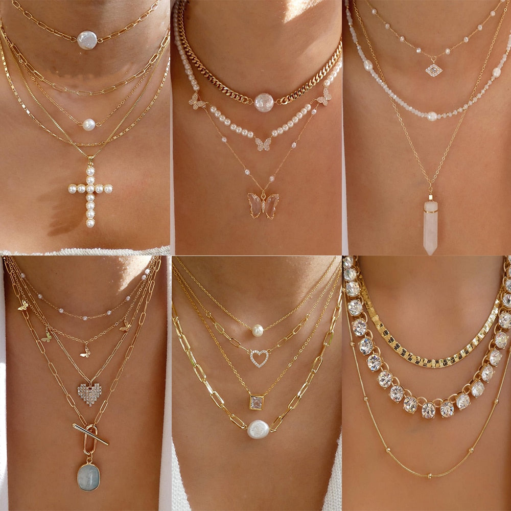 Fashion Crystal Multilayer Necklace for Women